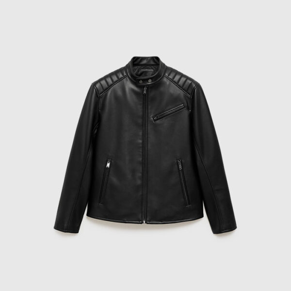 Leather-effect jacket with stitching detail