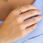 Anel Feminino Com Design De Óculos Vazado Banhado A Ouro
