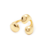 Anel Feminino Minimalista Ajustável com 3 Pontas Arredondadas Banhado a Ouro