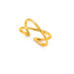 Anel Feminino Orgânico Entrelaçado Banhado a Ouro e Ródio