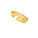 Anel Feminino Zig Zag com Zircônia Banhado a Ouro e Ródio