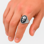 Anel Masculino De Aço Inox Com Design De Caveira Estilo Rebelde E Resistência Total