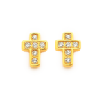 Brinco Cruz Cravejada Banhado a Ouro