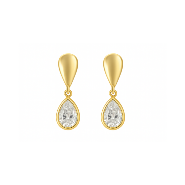 Brinco De Gota Com Zircônia Banhado A Ouro