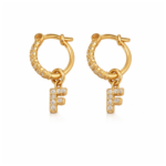 Brinco Argola Click Cravejado com Letra Inicial 2,2cm Banhado a Ouro