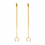 Brinco Feminino Argolinha Click com Corrente e Piercing Fake Banhado
