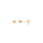 Brinco Ponto De Luz Elegante Pequeno Banhado A Ouro
