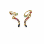Brinco Ear Cuff com Pedras Ovais Color 2,5cm Design de Cobra Banhado a Ouro