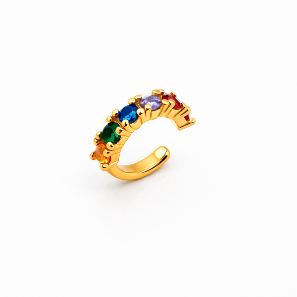Piercing Feminino Fake Colorido Banhado a Ouro