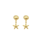 Brinco De Concha Com Estrela Do Mar Pendurada Banhado A Ouro E Ródio
