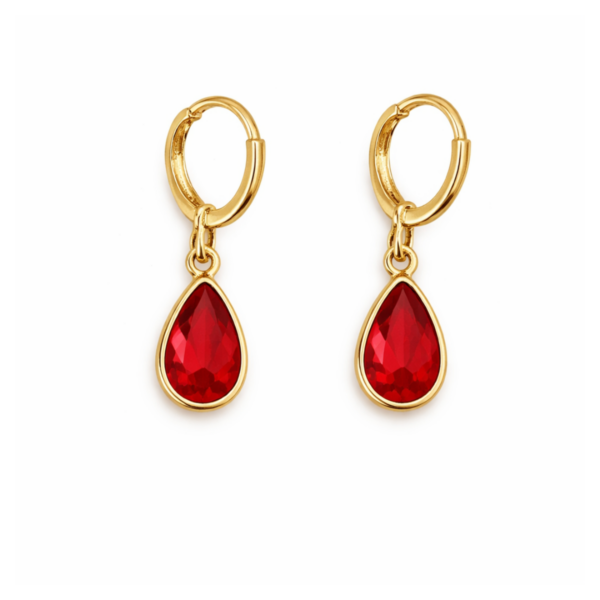 Brinco Click com Pedra em Gota 2,5cm Banhado a Ouro