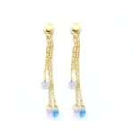 Brinco Feminino com Pedras Penduradas Banhado a Ouro