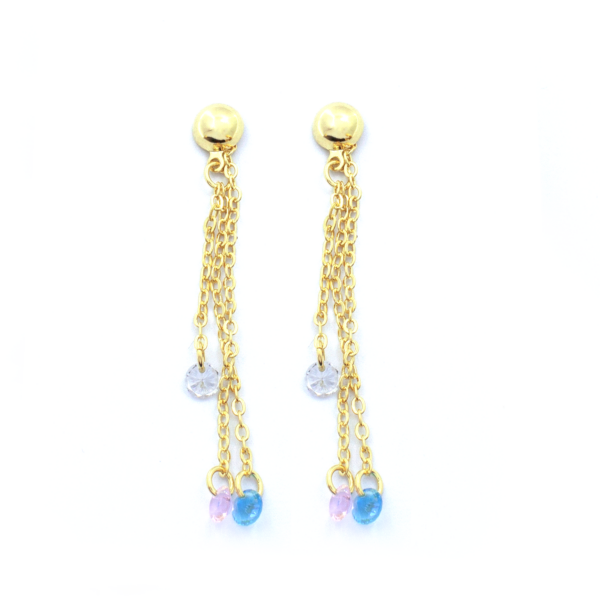Brinco Feminino com Pedras Penduradas Banhado a Ouro