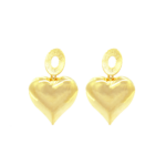 Brinco Feminino 3D de Coração Liso Banhado a Ouro