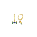 Brinco De Laço Colorido Ideal Para Criança Banhado A Ouro