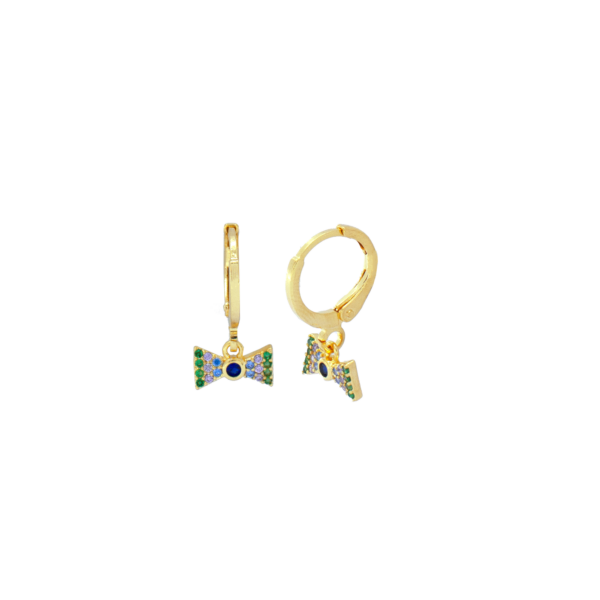 Brinco De Laço Colorido Ideal Para Criança Banhado A Ouro