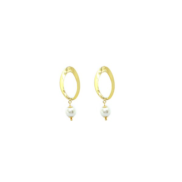 Brinco Luxo Oval Com Pérolas Banhado A Ouro