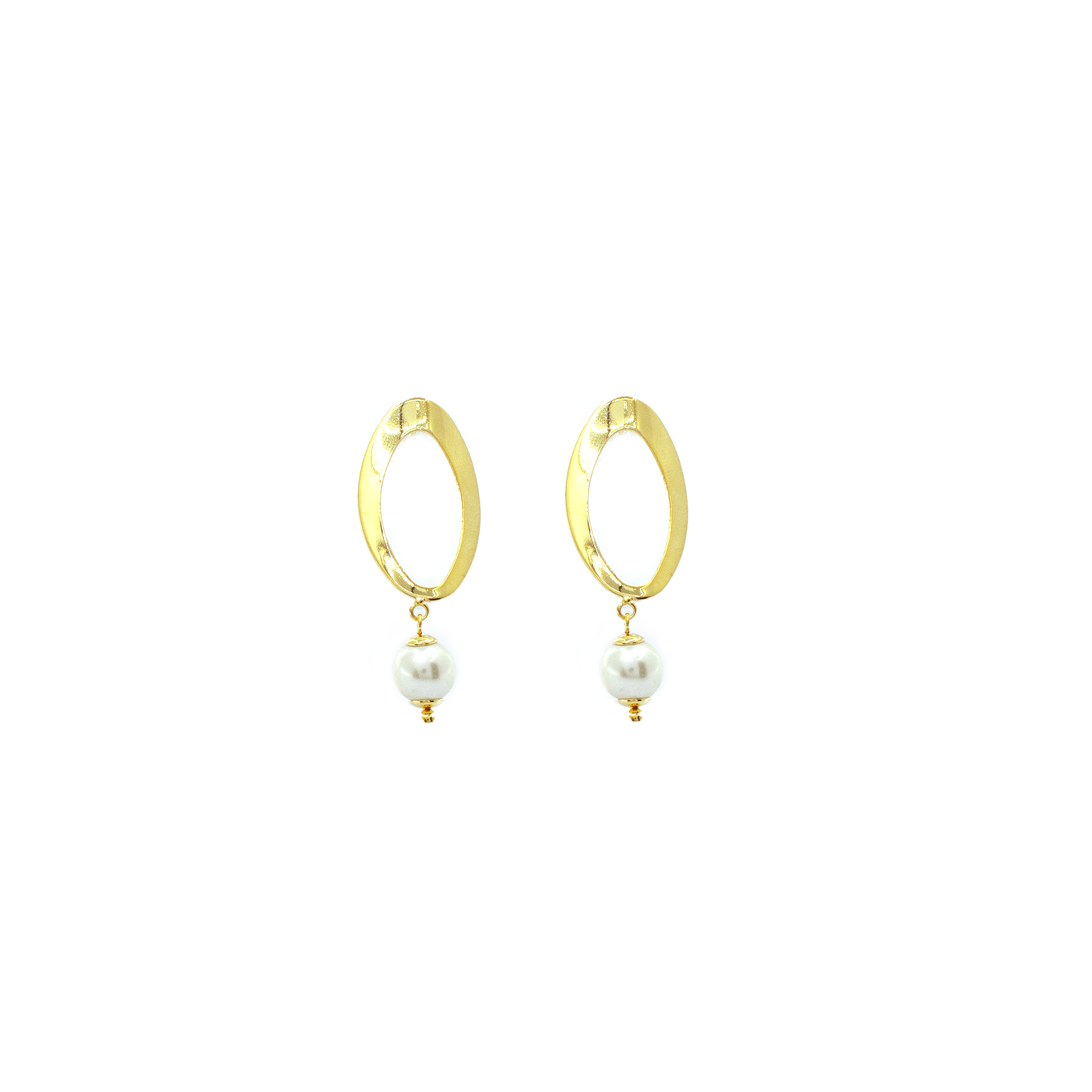 B2839-OU-1 Brinco Luxo Oval Com Pérolas Banhado A Ouro - Imagem 1