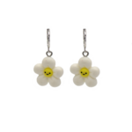Brinco Infantil De Argola Com Flor Esmaltada Pingente Com Rosto Sorridente