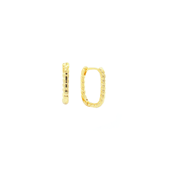 Brinco de Argola Trançada Retangular Banhado a Ouro