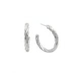 Brinco Argola Feminino Torcida Trabalhada 2,8 cm Banhado a Ródio