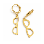 Brinco Click com Pingente de Óculos 3,5cm Banhado a Ouro