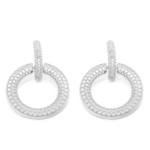 Brinco Feminino Argola Vazada Cravejada Com Zircônias Design Delicado Banhado A Ródio