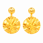 Brinco Feminino em Formato de Esfera Martelada Banhado a Ouro e Ródio