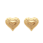 Brinco Feminino em Formato de Coração Duplo Detalhado Banhado a Ouro e Ródio 1cm
