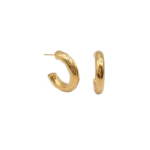 Brincos Argola Levemente Torcida 2cm em Aço Inox Dourado