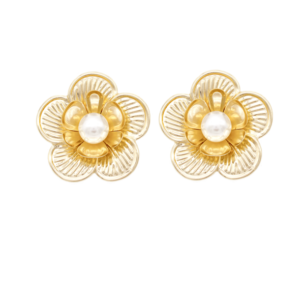 Brinco Luxo Maxi Flor Banhado A Ouro