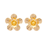 Brinco Feminino Orgânico De Flor Design Moderno Banhado A Ouro