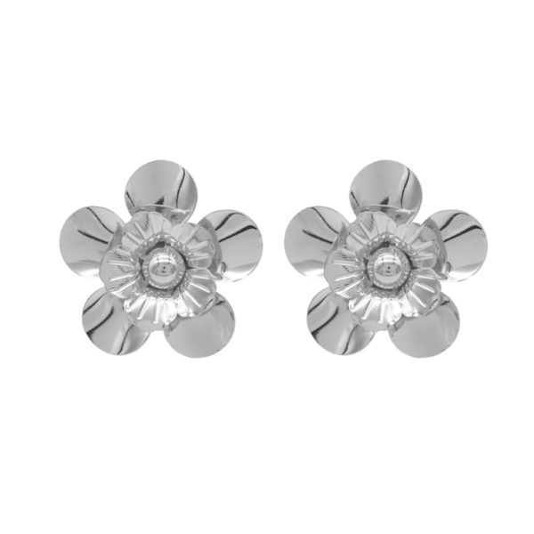 Brinco Feminino Orgânico De Flor Design Moderno Banhado A Ródio