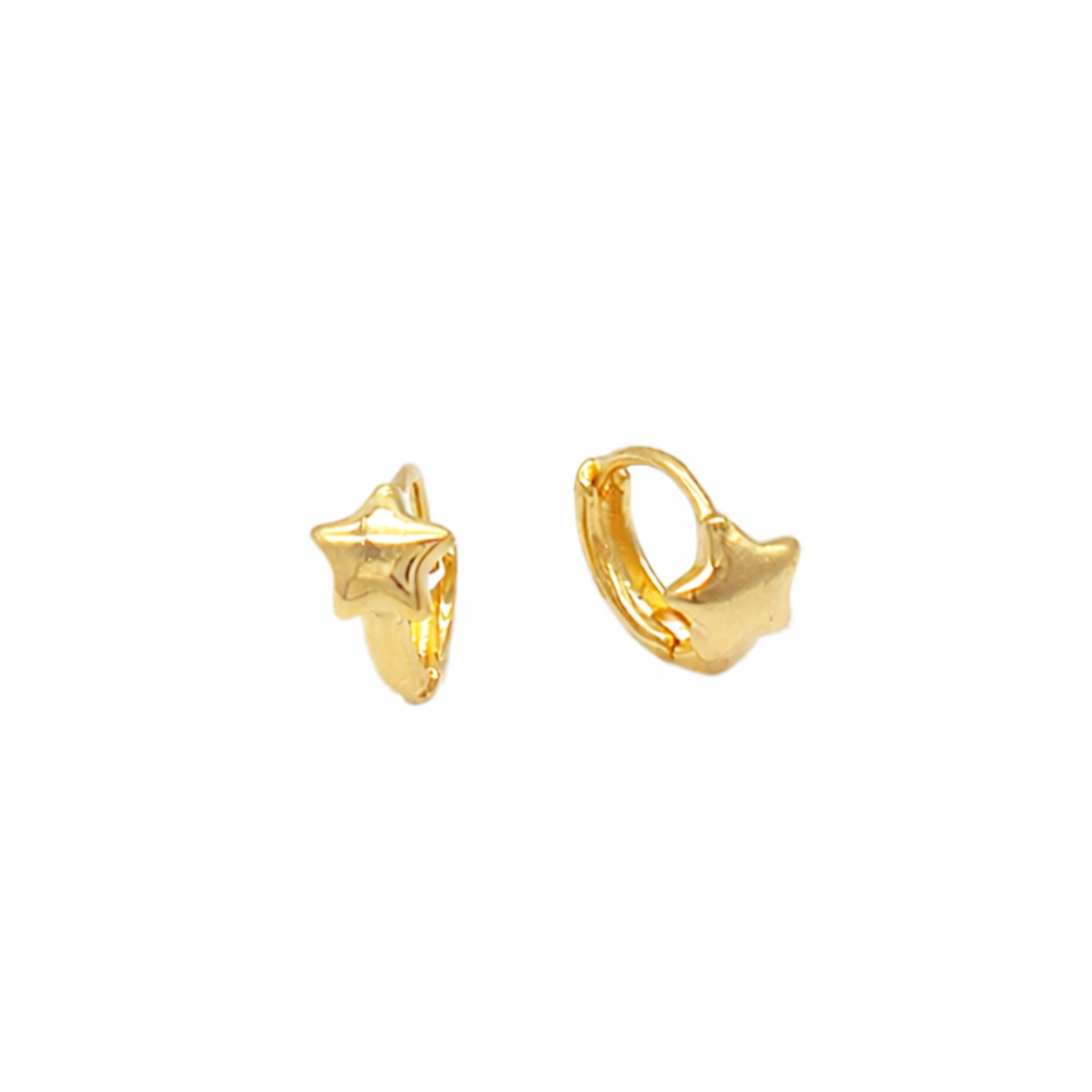 B3202-1 Brinco Argola 1cm Click de Estrela Banhado a Ouro e Ródio - Imagem 1