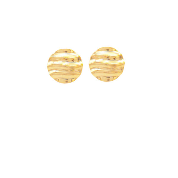 Brinco Feminino Esfera Chapada Ondulada 2 cm Banhado a Ouro