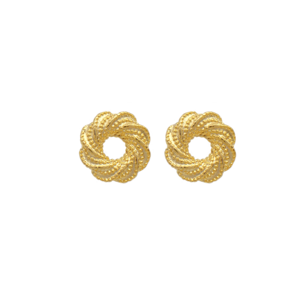 Brinco Espiral Trançado Texturizado Design Elegante Banhado A Ouro