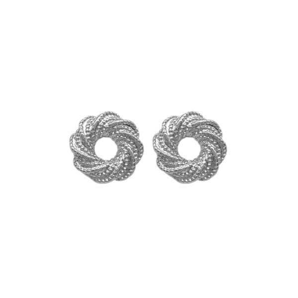 Brinco Espiral Trançado Texturizado Design Elegante Banhado A Ródio