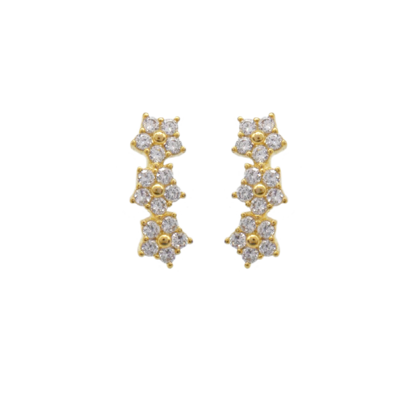 Brinco Ear Cuff De Estrelas Cravejado Com Zircônias Banhado A Ouro