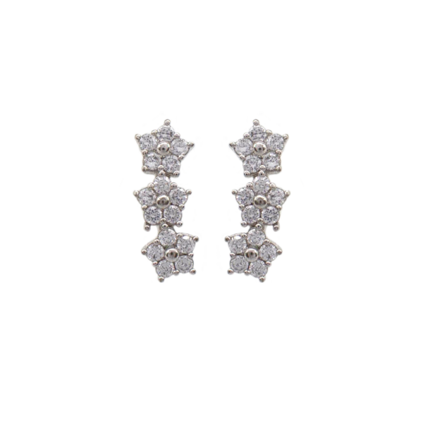 Brinco Ear Cuff De Estrelas Cravejado Com Zircônias Banhado A Ródio