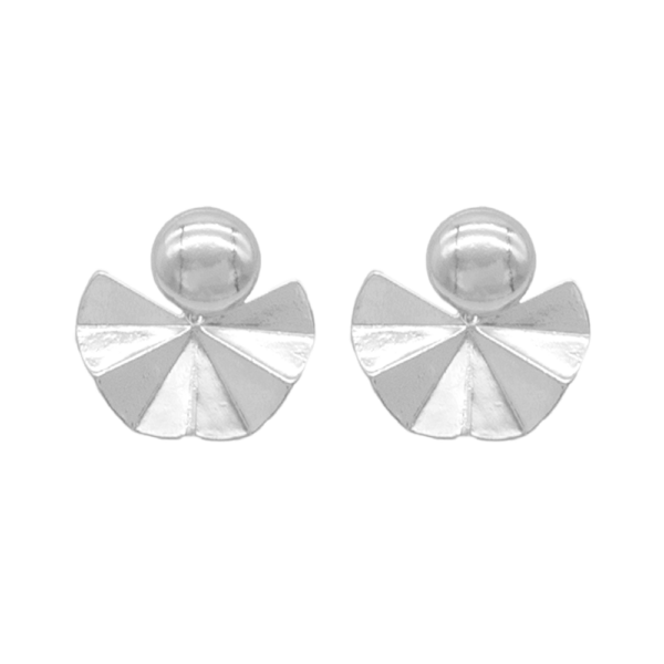 Brinco Martelado Com Design De Leque Moderno E Elegante Banhado A Ródio