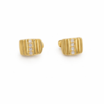 Brinco Argola Click Rajado com Quatro Zircônias 1,4cm Banhado a Ouro e Ródio