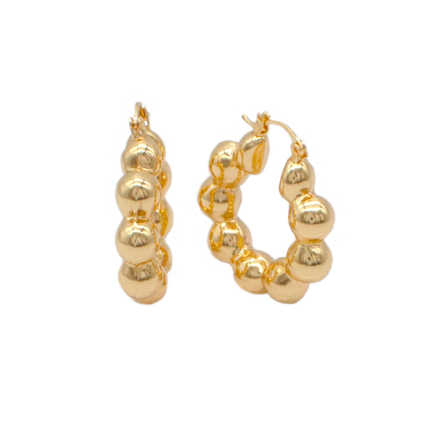 Brinco De Argola Com Bolinhas Clássico E Elegante Banhado A Ouro