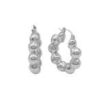 Brinco De Argola Com Bolinhas Clássico E Elegante Banhado a Ródio