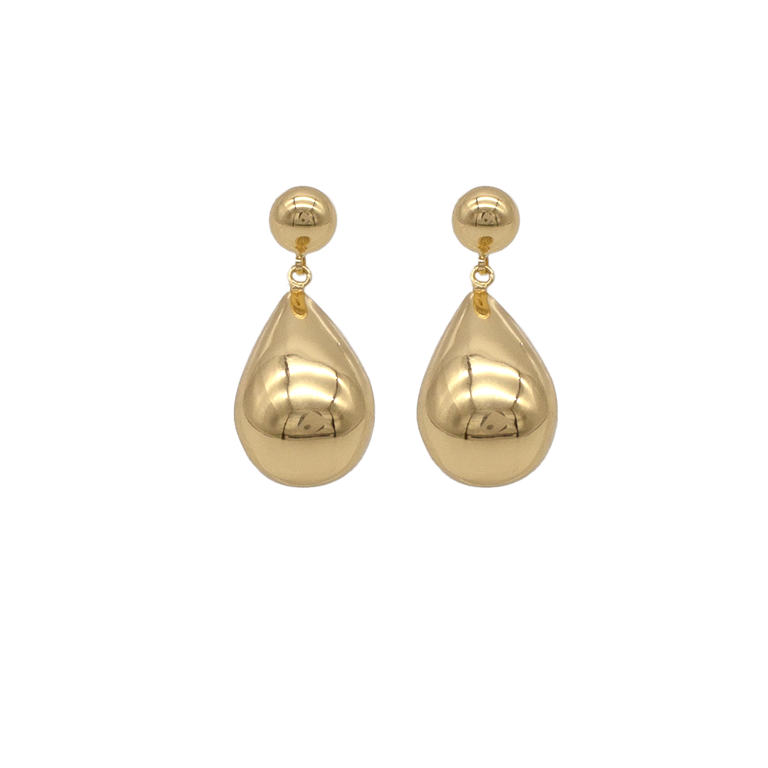 B3276-1 Brinco Gota Luxo Orgânico Banhado A Ouro E Ródio - Imagem 1