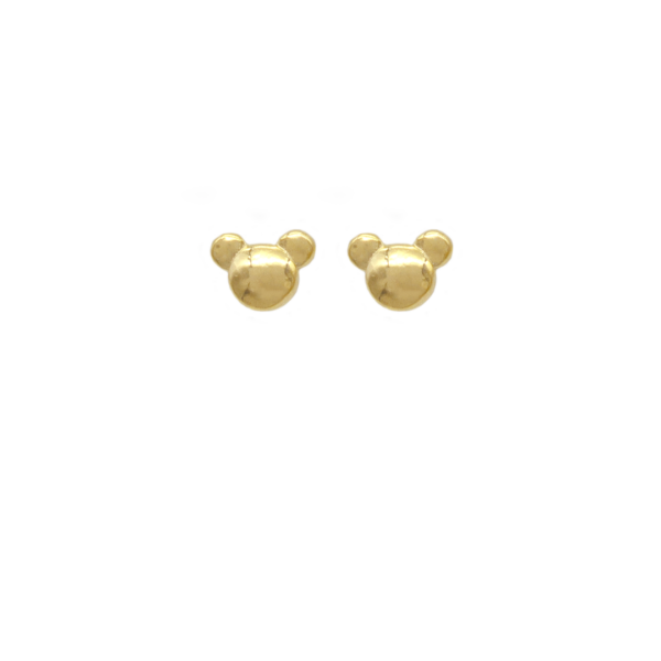 Brinco Mickey Liso 5 mm Banhado a Ouro