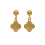 Brinco Trevo Da Sorte Design Elegante Banhado A Ouro