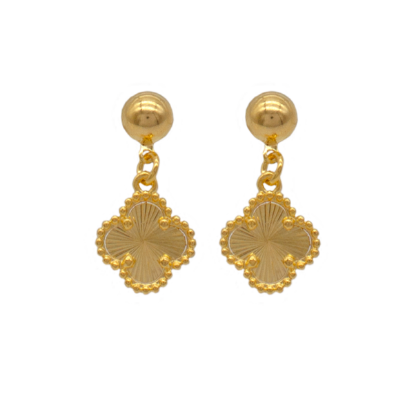 Brinco Trevo Da Sorte Design Elegante Banhado A Ouro