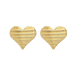 Brinco de Coração Rajado 2cm Banhado a Ouro