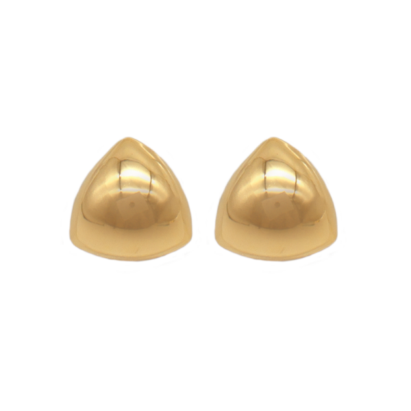 Brinco Triângulo Liso Espelhado Design Moderno Banhado A Ouro