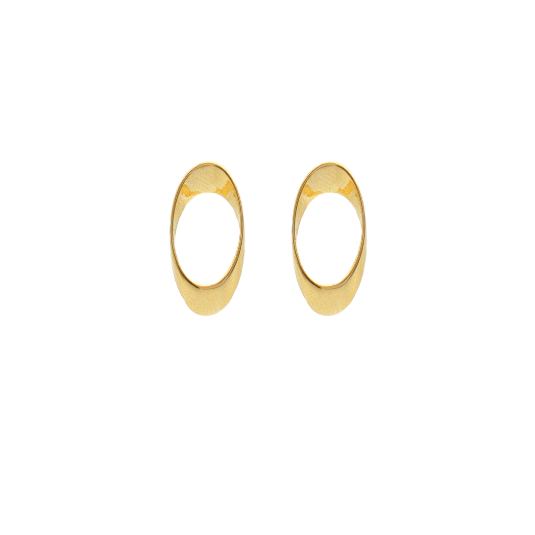 B3328-1 Brinco 1,5cm Oval Vazado Banhado a Ouro e Ródio - Imagem 1